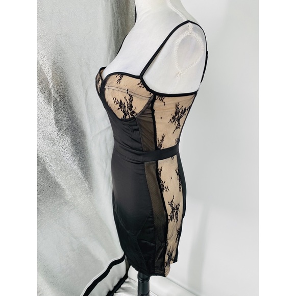 Black Satin Silk Sleeveless Bustier Bodycon Mini Dress - Picture 12 of 16